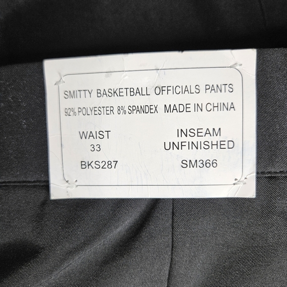 Smitty Basketball Officials Pants Uniform Black - Picture 6 of 12
